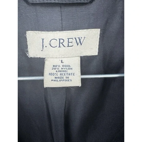 J. Crew Wool Blend‎ Peacoat Women Large Navy Blue Button Up Winter Nautical - Picture 3 of 6